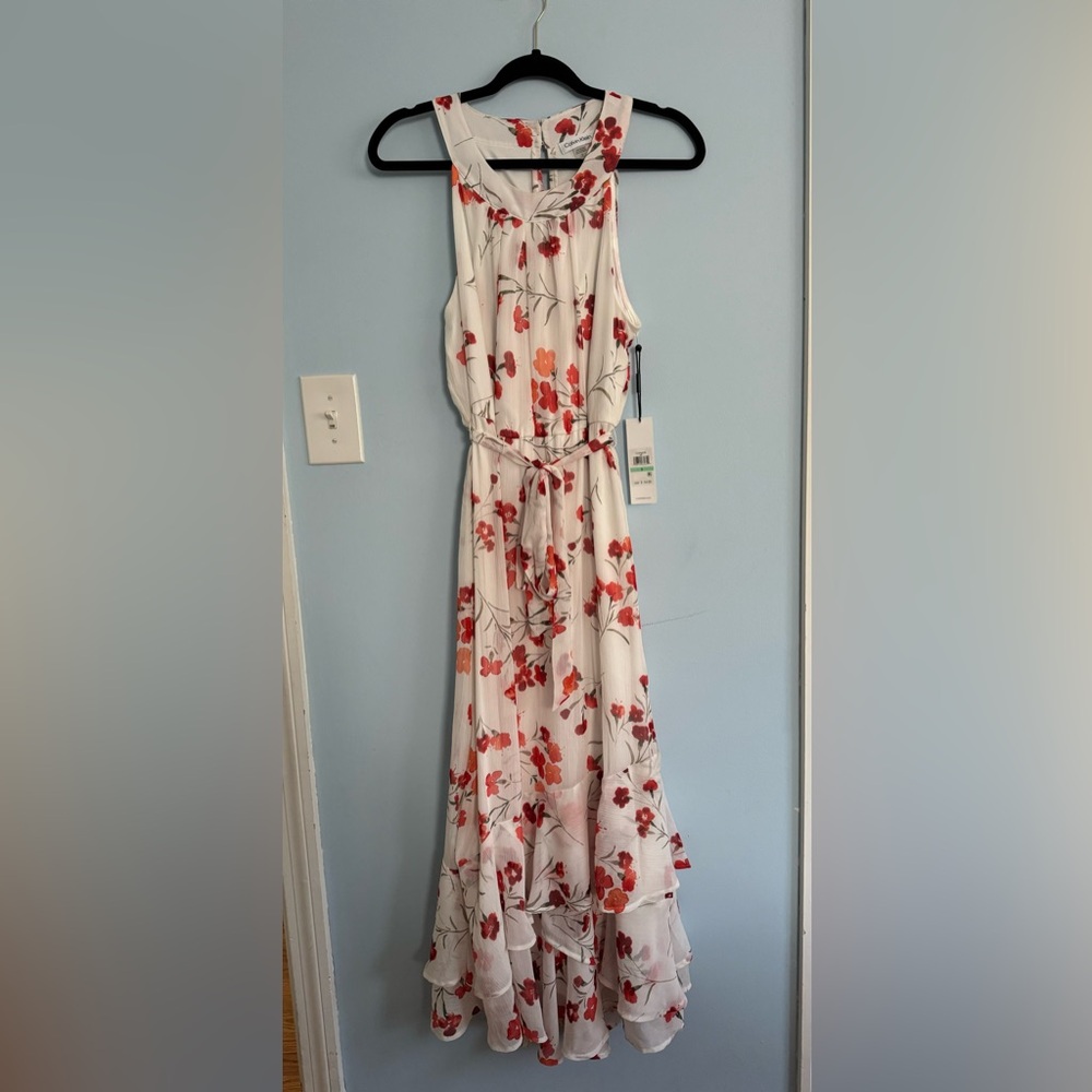Calvin Klein White/Red Floral Dress